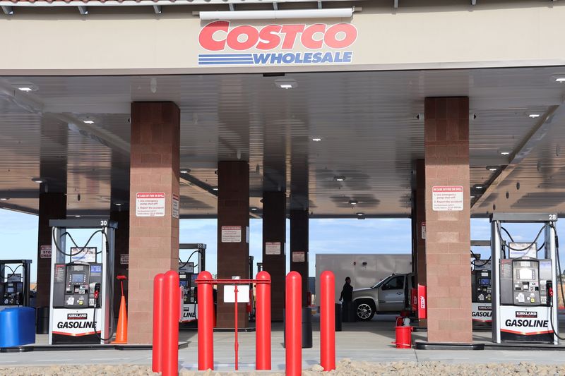 Costco Wholesale members pump gas on May 5, 2026. The retailer opened its new 32-pump self-service gas station at 437 W. Ventura Blvd. on May 1, 2026.