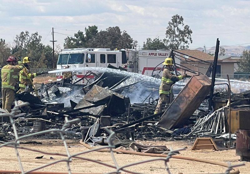 A fire scorched a mobile home and several vehicle on a property at Blackfoot Road and Columbia Road in Apple Valley on Tuesday, May 5, 2026.