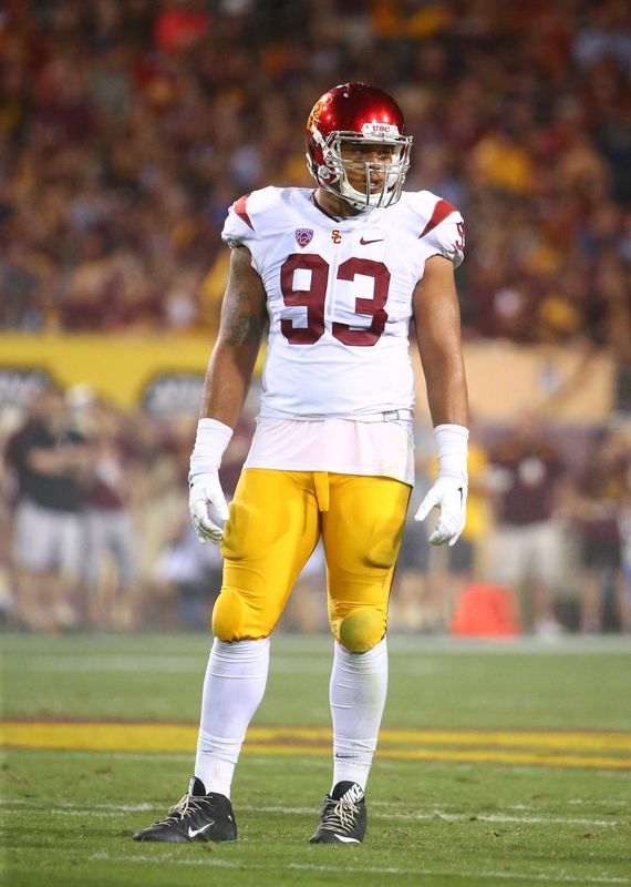 Sep 26, 2015; Tempe, AZ, USA; Southern California Trojans defensive end Greg Townsend Jr. (93) against the Arizona State Sun Devils at Sun Devil Stadium. Mandatory Credit: Mark J. Rebilas-USA TODAY Sports