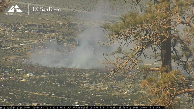 A brush fire prompted the closure of Highway 130 through Piñon Hills on Thursday, May 7, 2026.
