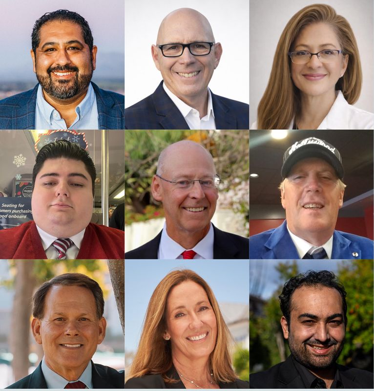 Chris Espinosa, from top left, Sam Gallucci, Sonia Kacker, Liam Andres O'Neill Hernandez, William Scott, Daniel Miller, Michael Koslow, Jacqui Irwin and Sasan Samadzadeh.