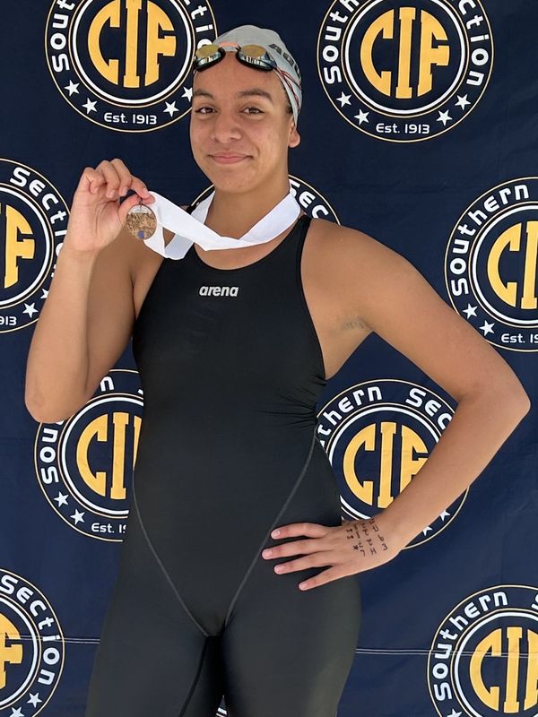 Granite Hills' Sosetina Esquibel took third place in the girls 50 freestyle with a time of 25.51 seconds at the CIF-Southern Section swimming championships on Thursday, May 7.