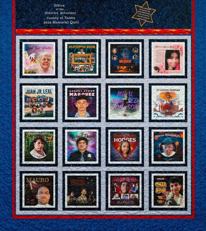 Tulare County District Attorney’s Office unveiled the 2026 memorial quilt at a ceremony on April 24, 2026.