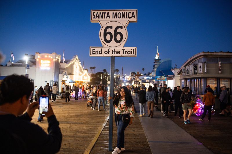 The Santa Monica Pier marks the end of Route 66, in Santa Monica, Calif.