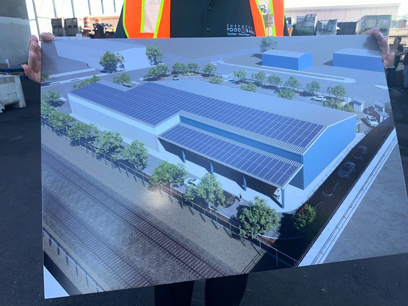 Leonard Hansen, Emergency Food Bank President and CEO holds renderings of the new warehouse planned for 18 W. Scotts Ave., in Stockton on May 7, 2026.