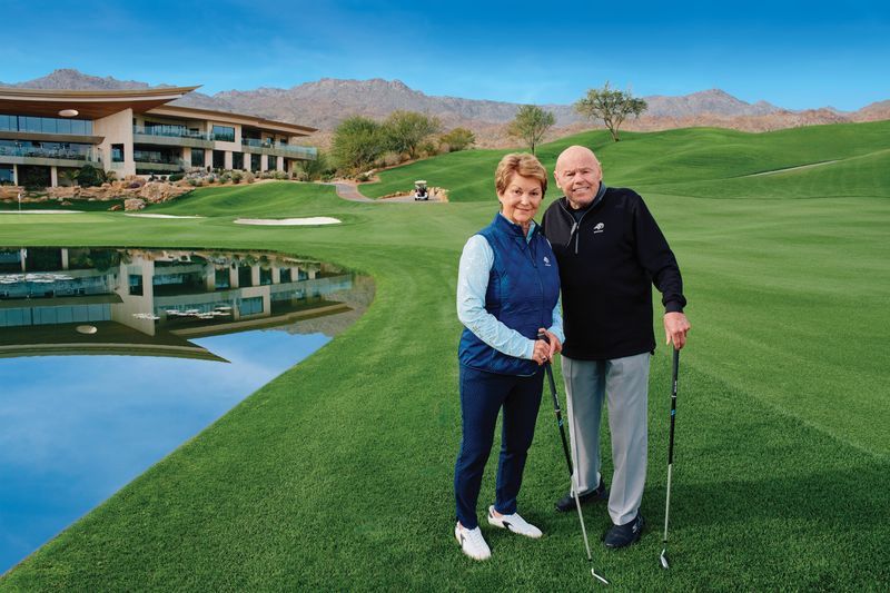 Jim Colbert and his wife Marcia in a photo taken earlier this year at Bighorn Golf Club in Palm Desert. Colbert died Sunday just days after his 85th birthday.