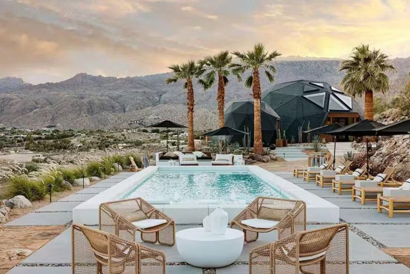 The Perch is an architectural geo dome "perched" atop the mountains in Palm Desert.
