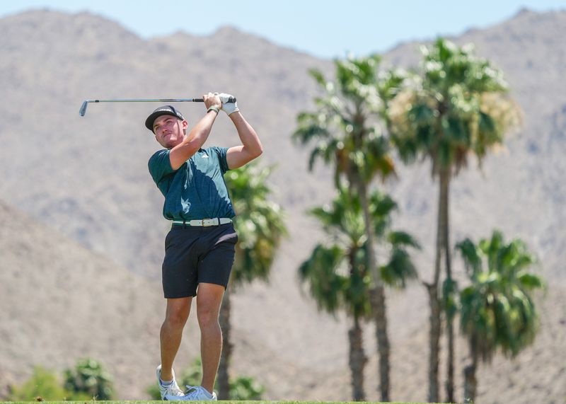 Luke Ringkamp tees off on the par 3, 12th hole during the U.S. Open Men’s local qualifier at Ironwood Country Club in Palm Desert, Calif., May 12, 2026.