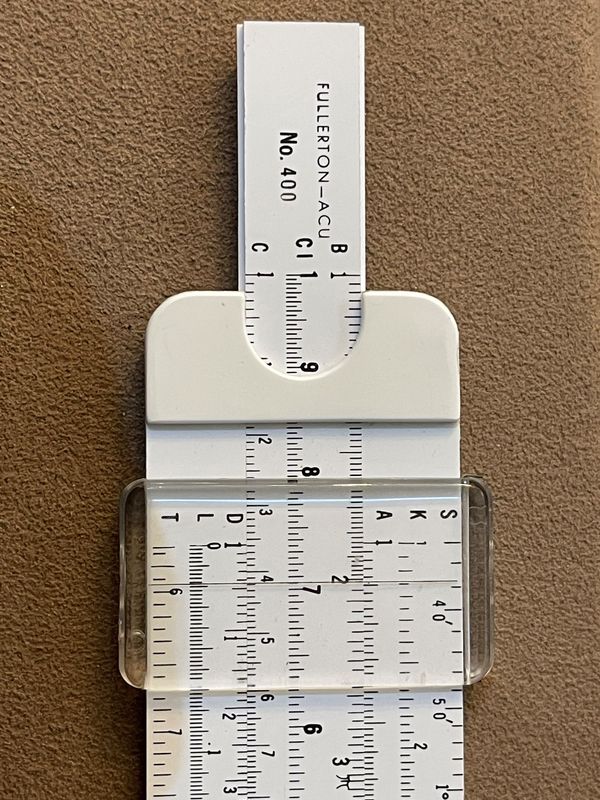 The business end of a slide rule generally looks something like this.