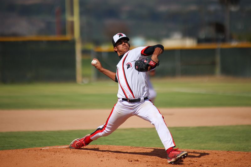 Rio Mesa High's Daniel Puebla delivers a pitch during a 6-0 victory over visiting Hesperia in a CIF-Southern Division 4 first-round game on Thursday, May 14, 2026, in Oxnard. Puebla pitched a shutout with four strikeouts and one walk.