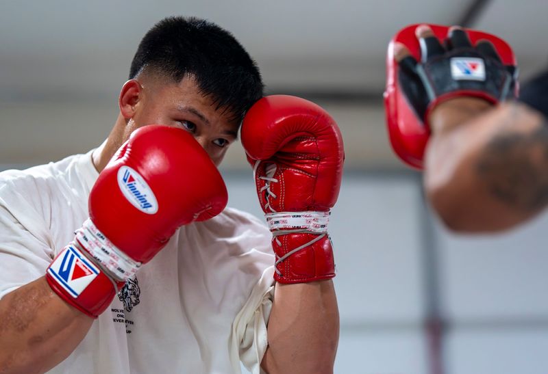 Brandun Lee trains with one of his coaches, Freddy Esparza, in La Quinta, Calif., Friday, May 8, 2026.