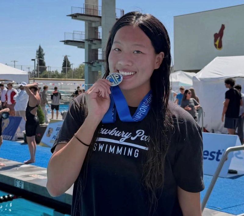 Newbury Park senior Megan Wang won the 100-yard backstroke at the state swimming championships.