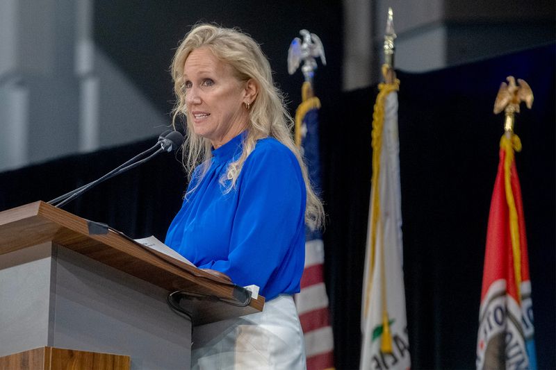 Stockton Mayor Christina Fugazi speaks at the Greater Stockton Chamber of Commerce’s annual State of the City event at Adventist Health Arena in downtown Stockton on May, 20, 2026.