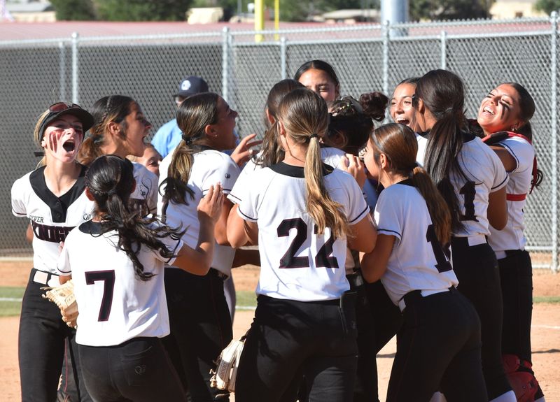 Riverside Prep players celebrate after beating La Serna in the CIF-Southern Section Division 3 quarterfinals on Wednesday, May 20, 2026. Riverside Prep is moving on to the semifinals with a 7-2 victory.