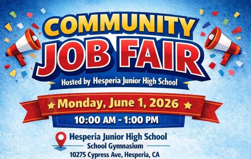 Hesperia Junior High School Community Job Fair flyer.