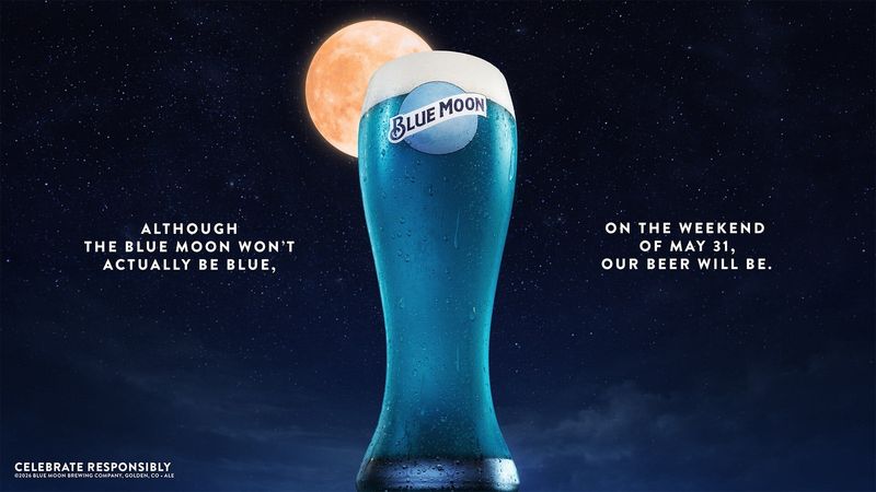 Blue Moon beer will turn blue at select U.S. bars this weekend in honor of the upcoming lunar event.