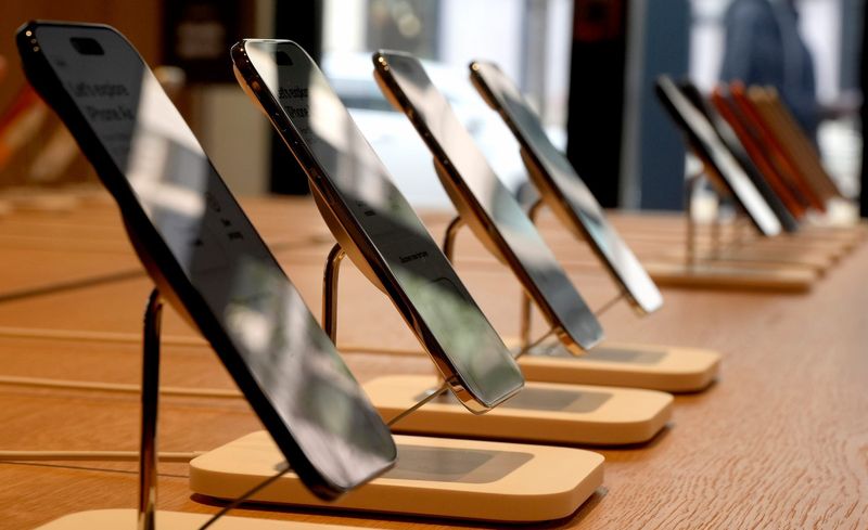 Apple iPhone 17s on display inside an Apple Store in Detroit, Michigan on Sept. 19, 2025.