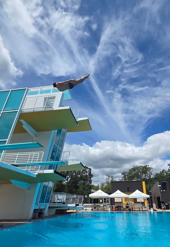 St. Mary’s diver Lucius Haddad practices at the College of Marin ahead of the USA Diving Zone E Championships, scheduled for May 29–31 in Novato, Calif.