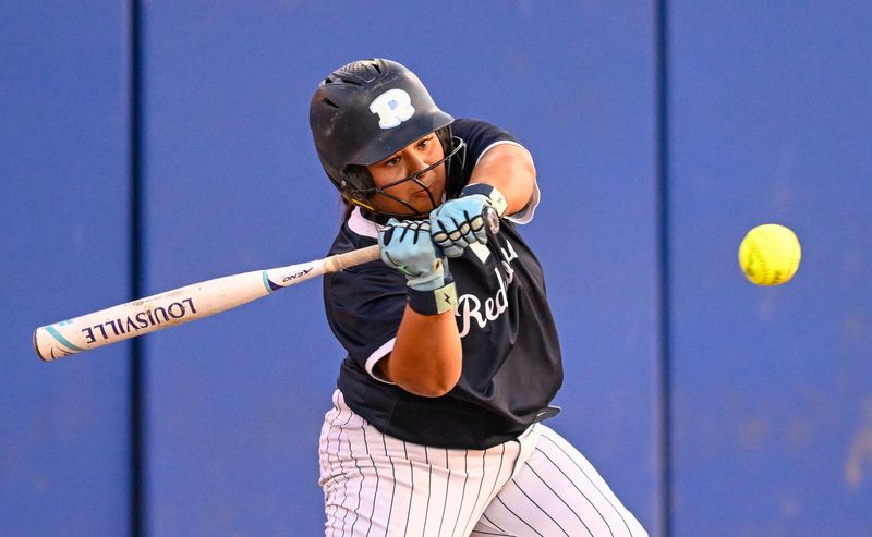 Redwood's Jaden Lopez bats against Garces on Friday, May 29, 2026 in a Central Section Division II high school softball championship at Fresno State’s Margie Wright Diamond.