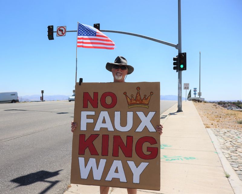 Tom Kelm says he goes to "tons" of protests in the High Desert and beyond. An ex-republican, he says he has "been on both sides," which has informed his political decision to take to the streets.