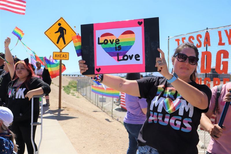 The Victor Valley community gathered at the corner of Amargosa and Bear Valley Roads on Sunday, May 31, to celebrate Pride month and to oppose anti-queer entities.