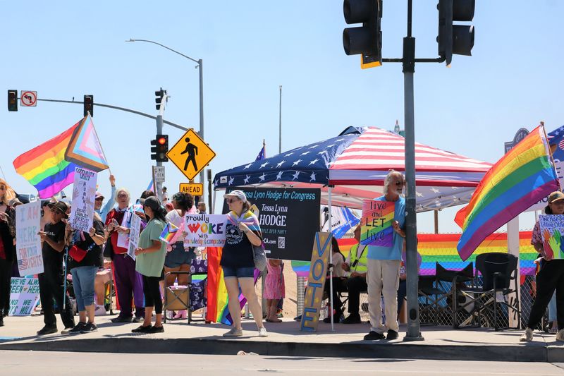 The Victor Valley community gathered at the corner of Amargosa and Bear Valley Roads on Sunday, May 31, to celebrate Pride month and to oppose anti-queer entities.