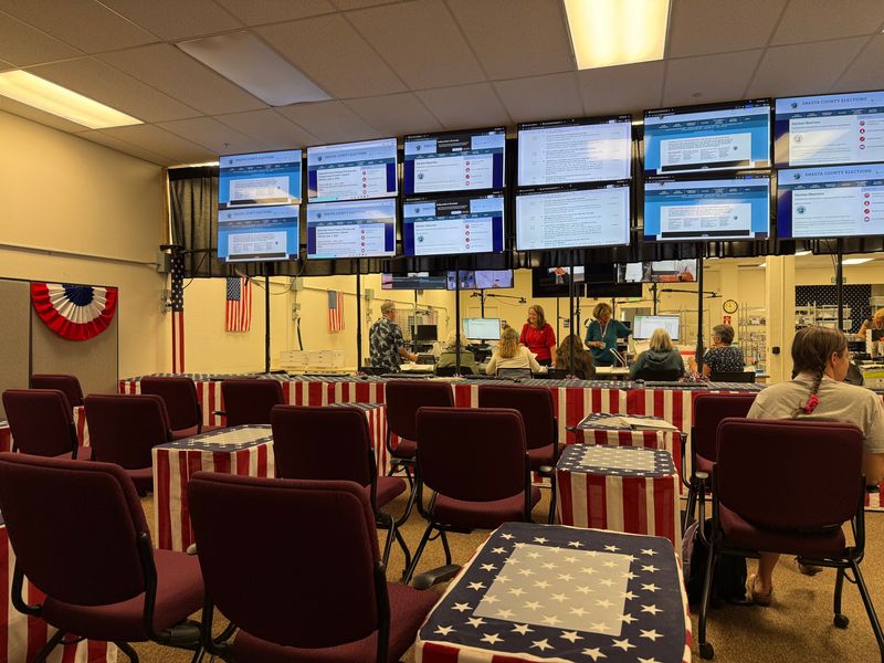 The observation room at the Shasta County Elections Office on June 1, 2026.
