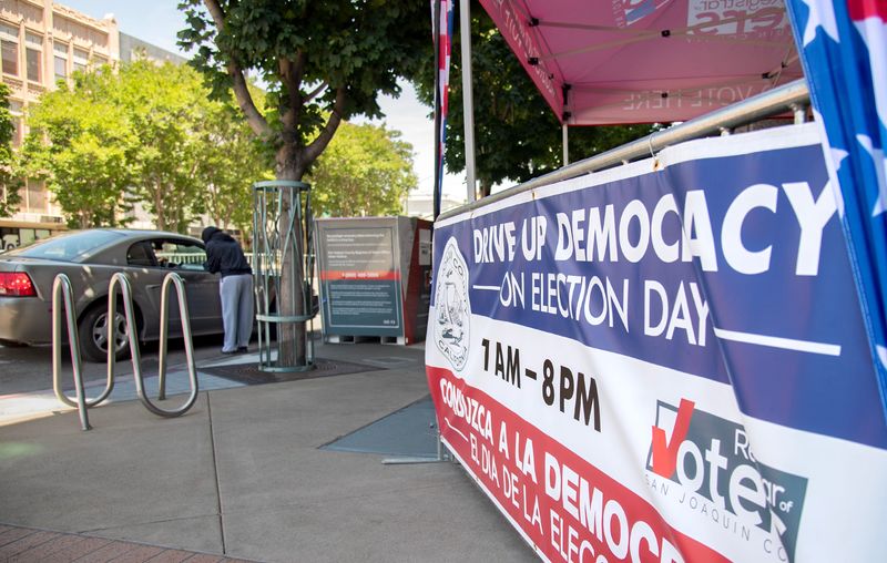 The Resigtrar of Voters operated a drive-up ballot drop-off in front of the San Joaquin County Administration Building in Weber Avenue and San Joaquin Street in downtown Stockton.