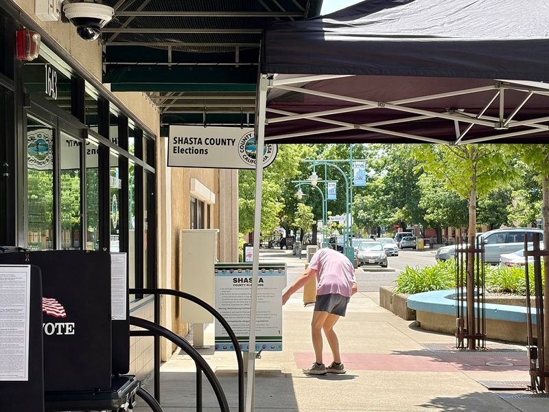 The Shasta County Elections Office in downtown Redding is shown on Tuesday, June 2, 2026, as California voters decided on the governor's race and numerous other key races at the local to national level.