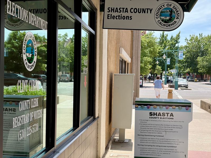 The Shasta County Elections Office in downtown Redding is shown on Tuesday, June 2, 2026, as California voters decided on the governor's race and numerous other key races at the local to national level.