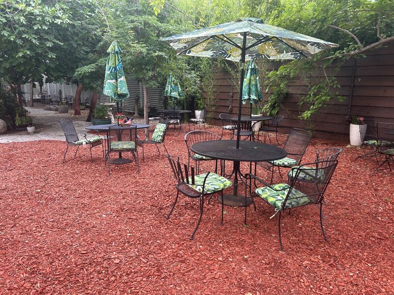 The garden area behind Garden Gate Emporium on Hartnell Avenue in Redding.