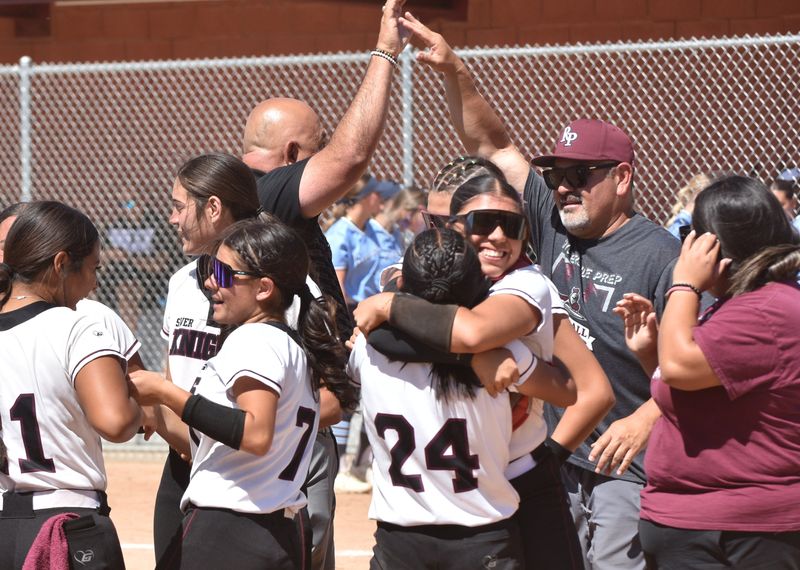 Riverside Prep's players celebrate after beating Redwood on Thursday, June 4, 2026. Riverside Prep beat Redwood 4-3 and advance to the CIF State Southern California Division II Regional Championship.