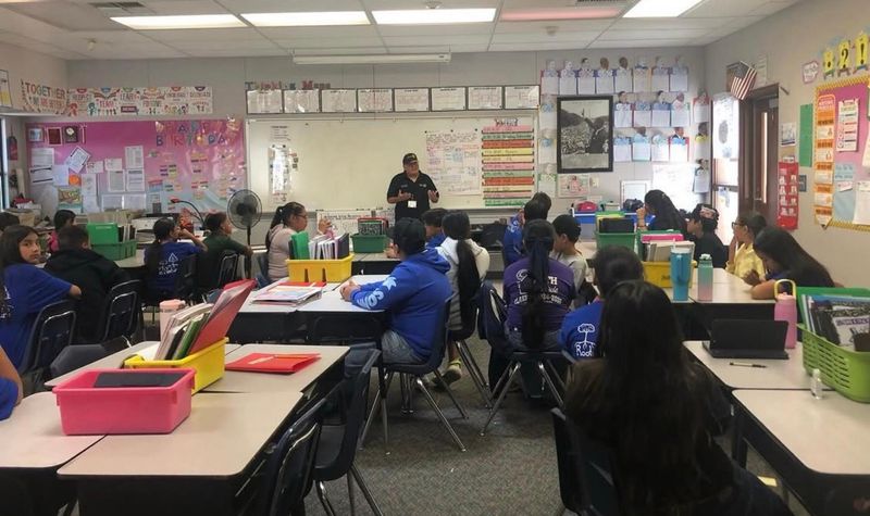 Rudy Alegria represents Coachella East Rotary at Career Day at Saul Martinez Elementary School in Mecca on March 18, 2026.