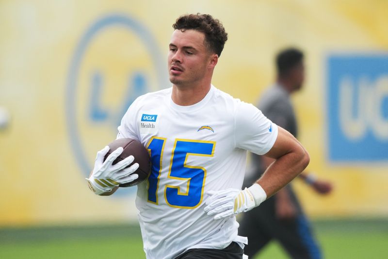 May 11, 2026; El Segundo, CA, USA; Los Angeles Chargers receiver Ladd McConkey (15) during offseason workouts at The Bolt. Mandatory Credit: Kirby Lee-Imagn Images