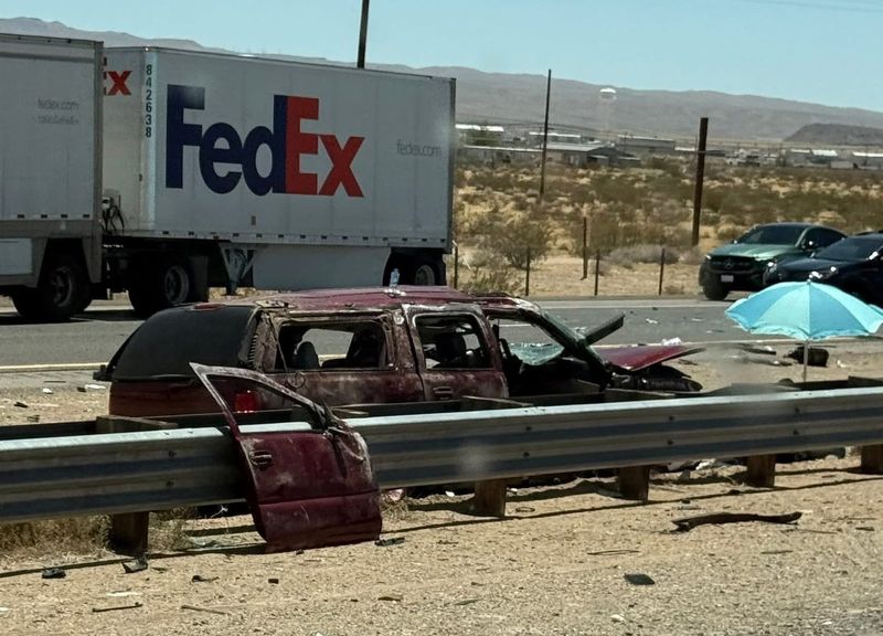 Three people died and two others were badly injured in a solo-vehicle crash on the 15 Freeway in Yermo on Monday, June 22, 2026.