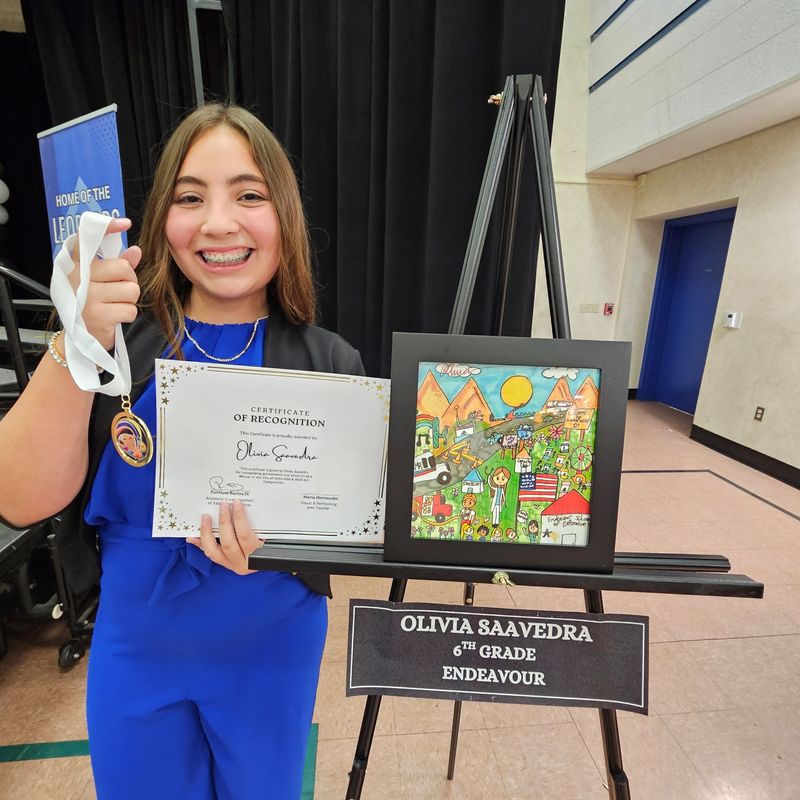 12-year-old artist Olivia Saavedra was one of four middle schoolers selected to have original art displayed on a utility box in Victorville.
