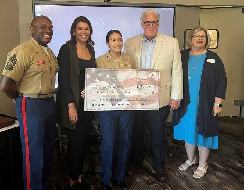 Desert Hot Springs High School Cadet CPT Camilla Cardenas receives the COL Samson Scholarship.