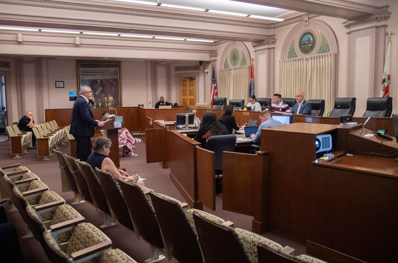 The Stockton city council audit committee holds the last official meeting of the old Stockton City Hall on Fremont and El Dorado Streets in downtown Stockton. It was the last meeting in the building before moving to the new city hall at the Waterfront Towers on Weber Avenue in downtown Stockton.