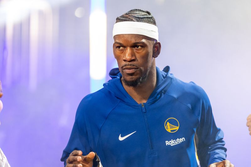 Oct 23, 2025; San Francisco, California, USA;  Golden State Warriors forward Jimmy Butler III (10) is introduced before the game at Chase Center. Mandatory Credit: Bob Kupbens-Imagn Images