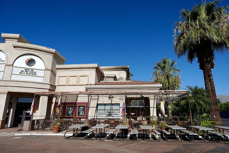 Smoke and roof damage are visible after a kitchen fire broke out Saturday evening inside the Palm Springs Cultural Center in Palm Springs, Calif., as seen on Sunday, June 28, 2026.