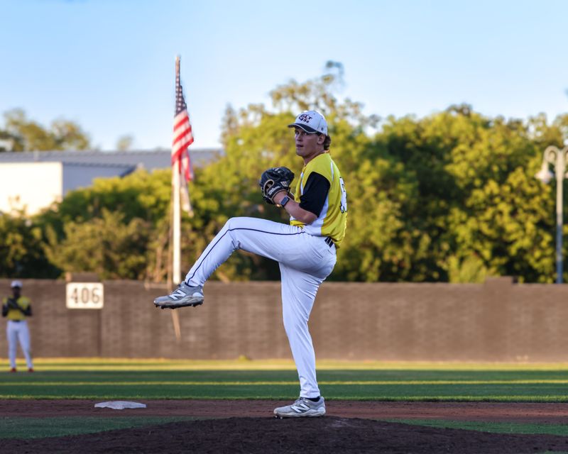 Former Foothill High School standout Blake Schwerdt winds up a pitch during a game against the Concord Zephyrs. Schwerdt tossed six shutout innings and the Colt 45s defeated the Zephyrs 4-0. June 28, 2026.
