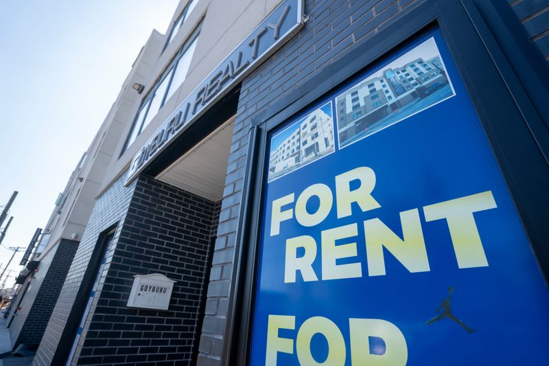 A “For Rent” sign on a residential apartment development, by developer Charles Florio, on Lafayette Street on Wednesday, July 8, 2026, in Paterson.