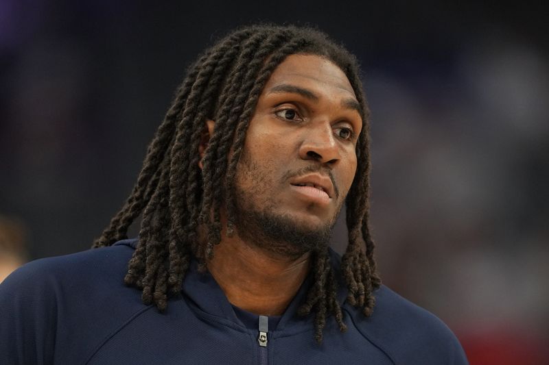 Apr 3, 2026; Sacramento, California, USA; New Orleans Pelicans forward Kevon Looney (55) before the game against the Sacramento Kings at Golden 1 Center. Mandatory Credit: Darren Yamashita-Imagn Images