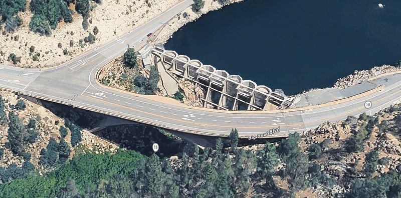 An 18-year-old woman was declared dead after falling from an area near the Big Bear Dam in the San Bernardino Mountains. 