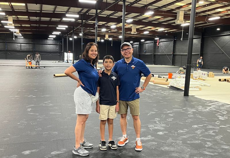 Georgia, Augustin, and Bill Revilla inside Dill Dinkers Visalia location on July 11, 2026.