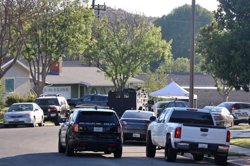 Simi Valley police closed off Dusan Street after a man allegedly involved in a domestic violence incident earlier in the day was shot by officers July 21, 2026.