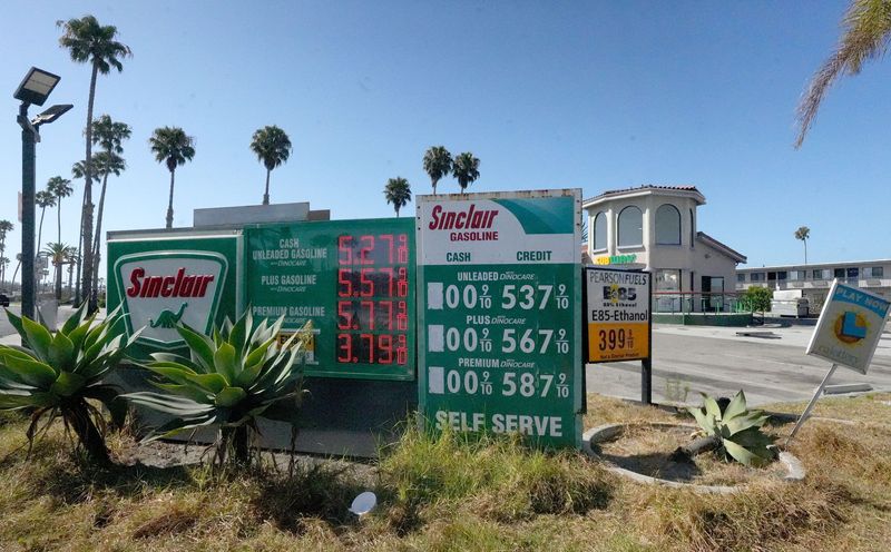 Sinclair gas station at the corner of Seaward Avenue and Monmouth Way in Ventura, where a construction crew repairs damaged sewer from a gasoline leak, on July 27.