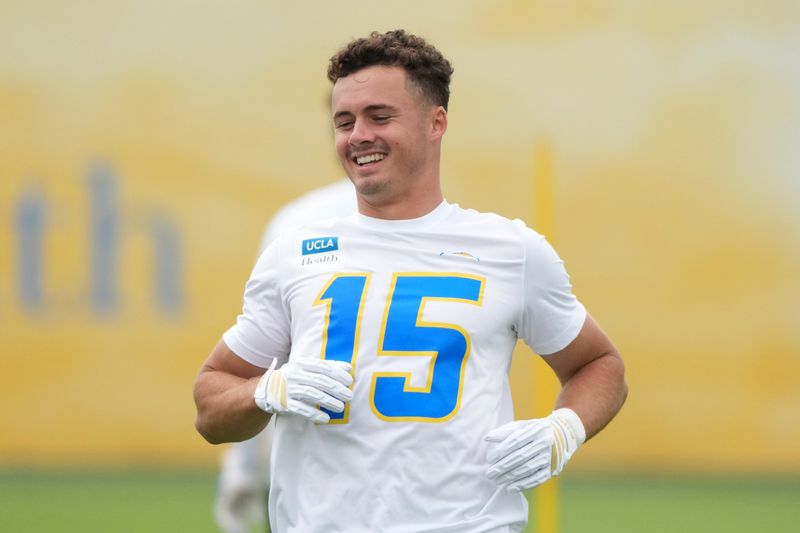 May 11, 2026; El Segundo, CA, USA; Los Angeles Chargers receiver Ladd McConkey (15) during offseason workouts at The Bolt. Mandatory Credit: Kirby Lee-Imagn Images