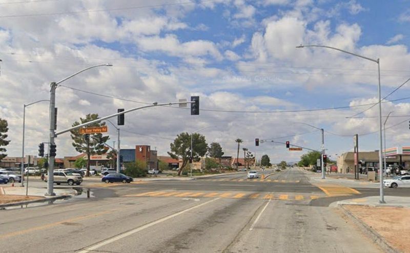 The intersection of Bear Valley and Navajo roads in Apple Valley.
