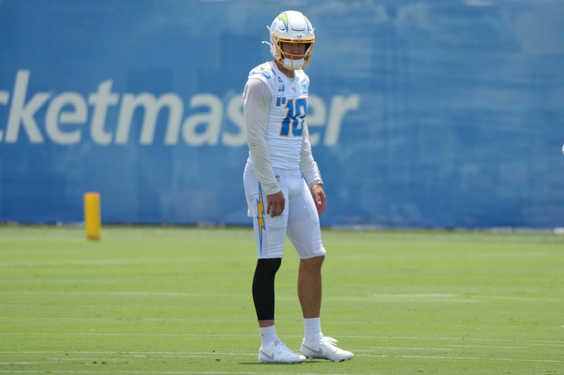 Jun 17, 2026; El Segundo, CA, USA; Los Angeles Chargers quarterback Justin Herbert (10) during minicamp at The Bolt. Mandatory Credit: Kirby Lee-Imagn Images